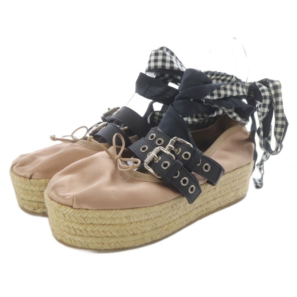 Miu Miu pink ballet ballerina platform espadrille shoes